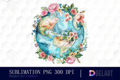 Floral Globe Watercolor Clipart Product Image 1