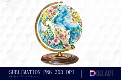 Floral Globe Watercolor Clipart Product Image 1