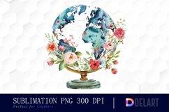 Floral Globe Watercolor Clipart Product Image 1