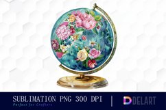 Floral Globe Watercolor Clipart Product Image 1