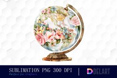 Floral Globe Watercolor Clipart Product Image 1