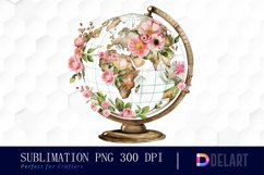 Floral Globe Watercolor Clipart Product Image 1