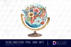 Floral Globe Watercolor Clipart Product Image 1