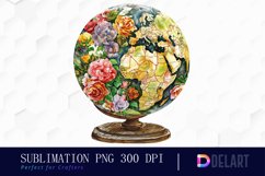 Floral Globe Watercolor Clipart Product Image 1