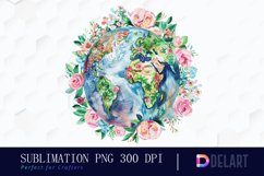 Floral Globe Watercolor Clipart Product Image 1