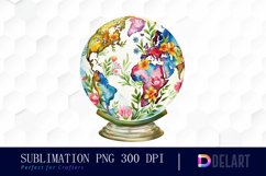 Floral Globe Watercolor Clipart Product Image 1
