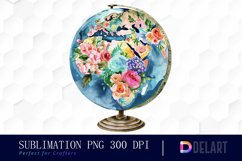 Floral Globe Watercolor Clipart Product Image 1