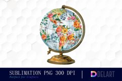 Floral Globe Watercolor Clipart Product Image 1