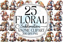 Floral Gnome Sublimation - Clipart PNG Bundle Product Image 1