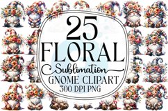 Floral Gnome Sublimation - Clipart PNG Bundle Product Image 1
