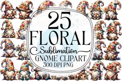 Floral Gnome Sublimation - Clipart PNG Bundle Product Image 1