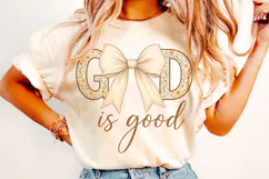 God Is Good PNG, Coquette Bow Christian Sublimation, Jesus Product Image 2