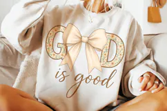 God Is Good PNG, Coquette Bow Christian Sublimation, Jesus Product Image 3