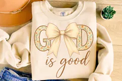 God Is Good PNG, Coquette Bow Christian Sublimation, Jesus Product Image 1