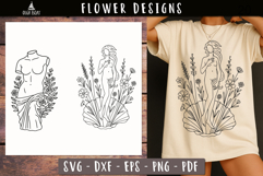 Floral Goddess Line Art SVG Boho Venus print 