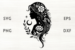 Floral Moon Lady SVG Product Image 1