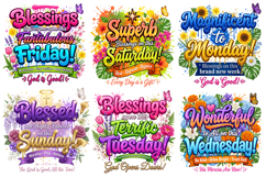 Daily Christian Blessings PNG Bundle | Floral Graffiti Product Image 1