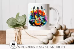 floral guitar png design with a quote shown on a mug
