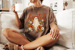 Haunted Ghost PNG, Floral Halloween Shirt Graphic Product Image 3