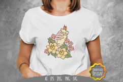 Floral Hand Holding Candle SVG Product Image 1