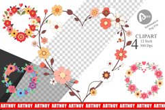 Floral Heart Clipart Product Image 1