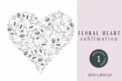 Watercolor floral heart sublimation / clipart Product Image 1