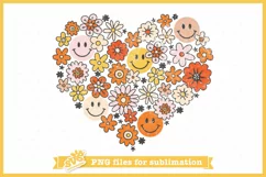 70's Floral Heart PNG | Hippie Sublimation Design Product Image 1