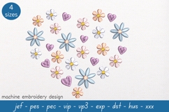 Floral Heart Embroidery Design - Machine Embroidery Pattern Product Image 1