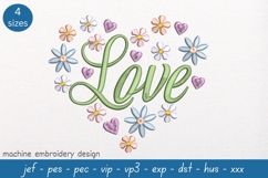 Floral Heart Embroidery Design - Love Embroidery Pattern Product Image 1