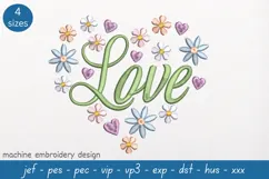 Floral Heart Embroidery Design - Love Embroidery Pattern Product Image 1
