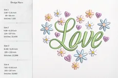 Floral Heart Embroidery Design - Love Embroidery Pattern Product Image 2