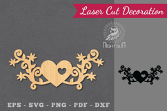 Floral Heart Laser Cut Decoration SVG Product Image 1