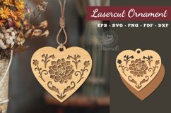 Floral Heart Laser Cut Ornament Product Image 1
