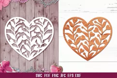 Valentines Floral Heart SVG,Flower Heart Papercut Template Product Image 2