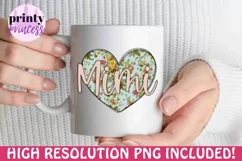 Floral Mimi png, Heart Mimi sublimation design Product Image 1