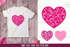 Valentines Floral Heart SVG,Flower Heart Papercut Template Product Image 1