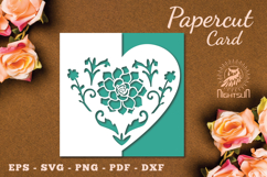 Floral Heart Papercut Card SVG Product Image 1