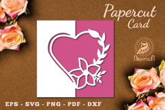Floral Heart Papercut Card SVG Product Image 1
