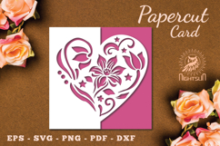 Floral Heart Papercut Card SVG Product Image 1