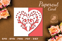 Floral Heart Papercut Card SVG Product Image 1