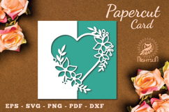 Floral Heart Papercut Card SVG Product Image 1