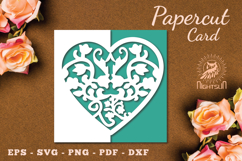 Floral Heart Papercut Card SVG Product Image 1