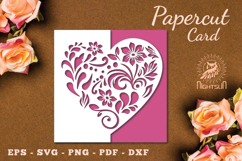 Floral Heart Papercut Card SVG Product Image 1
