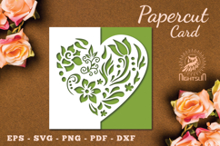 Floral Heart Papercut Card SVG Product Image 1
