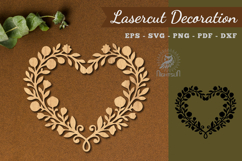 Floral Heart Shape Lasercut Decoration SVG Product Image 1