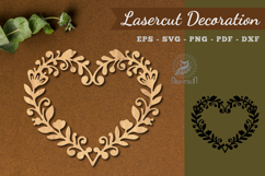Floral Heart Shape Lasercut Decoration SVG Product Image 1