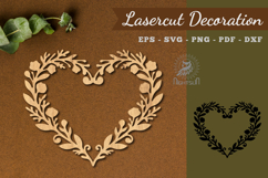 Floral Heart Shape Lasercut Decoration SVG Product Image 1