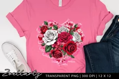 Floral Heart Valentine's Day PNG Sublimation Roses Clipart Product Image 2