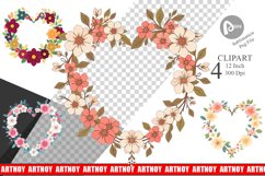 Floral Heart Clipart Product Image 1