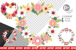 Floral Heart Clipart Product Image 1